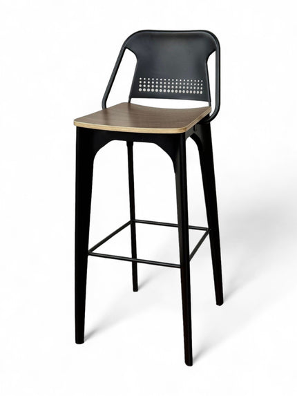 AMKO M7780BS Black Metal Commercial Grade Restaurant Barstool