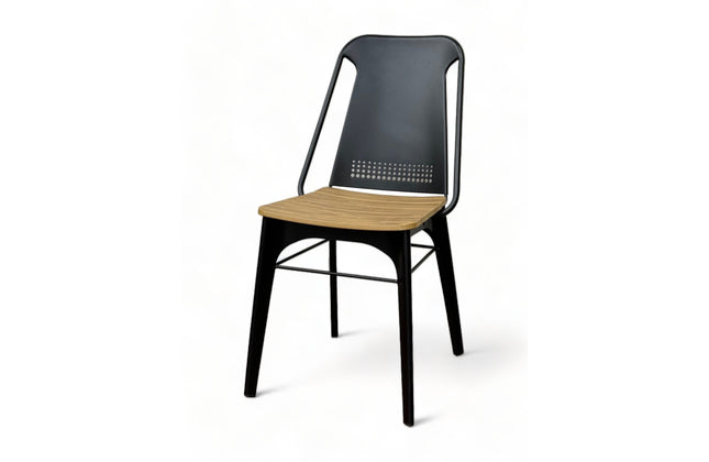 AMKO M7780W Black Metal Commercial Grade Restaurant Chair