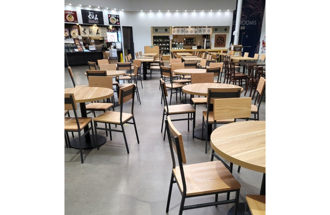 AMKO M658 Dark Gray Metal Commercial Grade Restaurant Chair - Natural