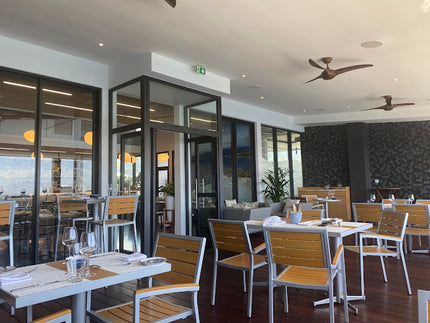 AMKO 543AG Teak Aluminum Commercial Grade Restaurant Chair