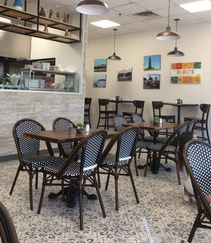 AMKO 608SB Black and White Aluminum Commercial Grade Restaurant Chair