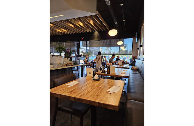 AMKO T64 Ashwood Carbonized Light Butcher Block Restaurant Table Top