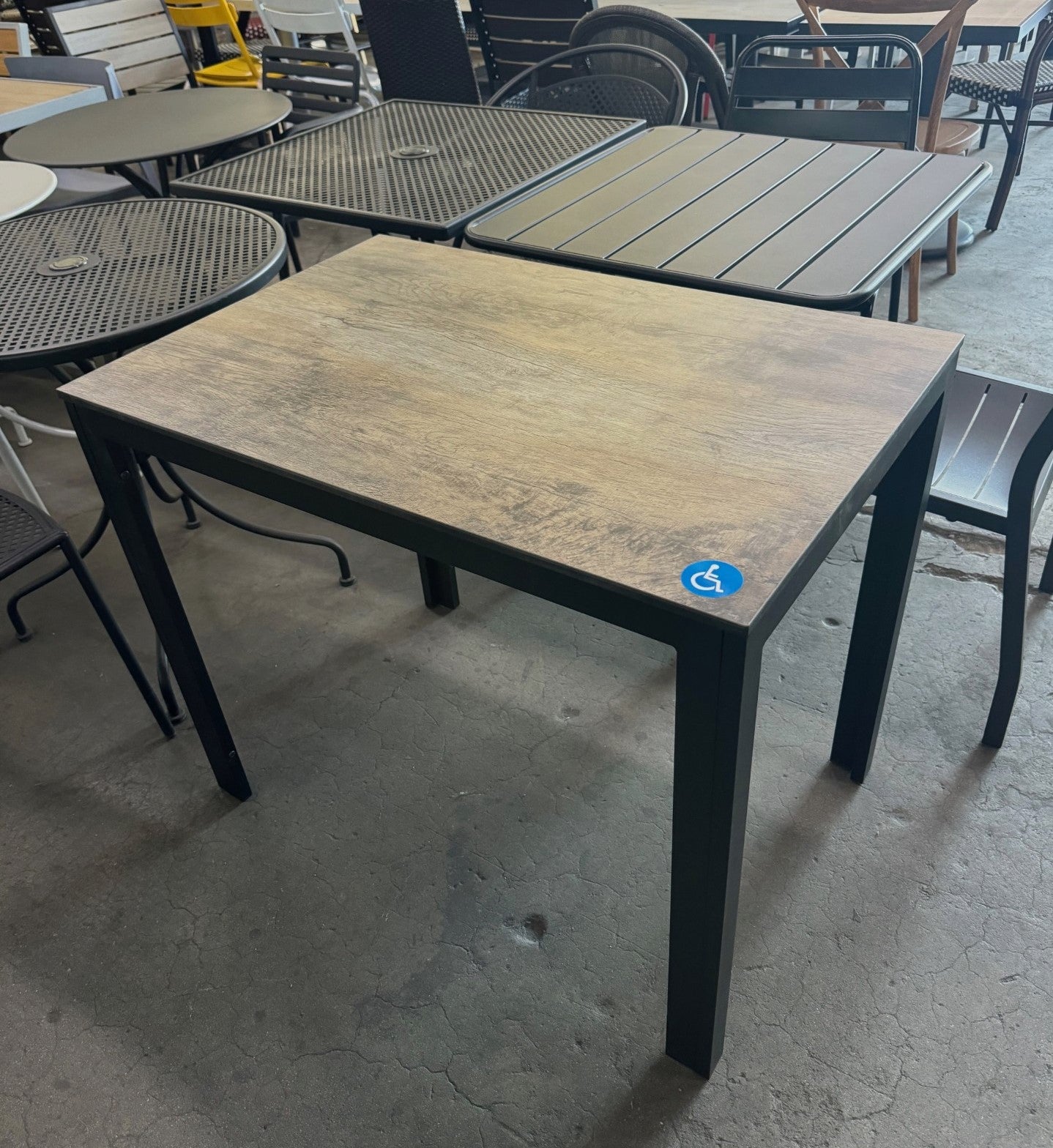 AMKO T804 Weathered ADA table with black aluminum legs