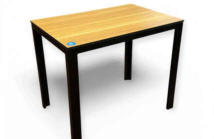 AMKO T804 Oak ADA table with black aluminum legs
