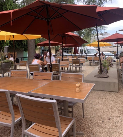 AMKO 528ST Silver Teak Aluminum Commercial Grade Restaurant Chair