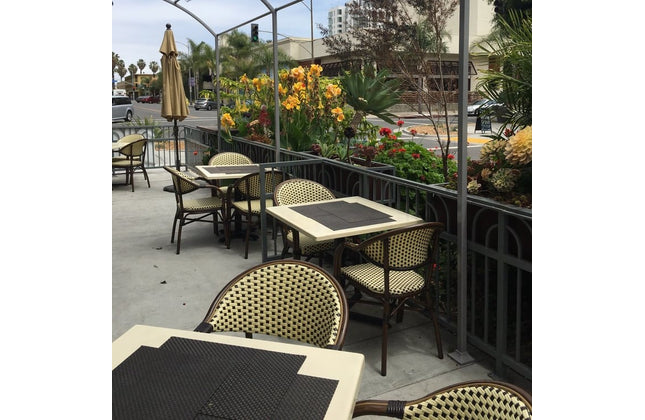 AMKO 606AW Beige and Black Aluminum Commercial Grade Restaurant Chair