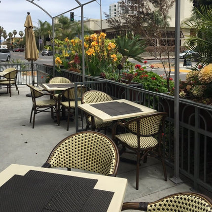 AMKO 606AW Beige and Black Aluminum Commercial Grade Restaurant Chair