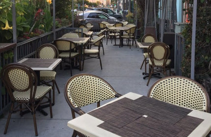 AMKO 606AW Beige and Black Aluminum Commercial Grade Restaurant Chair