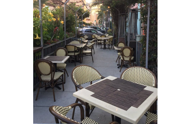 AMKO 606AW Beige and Black Aluminum Commercial Grade Restaurant Chair