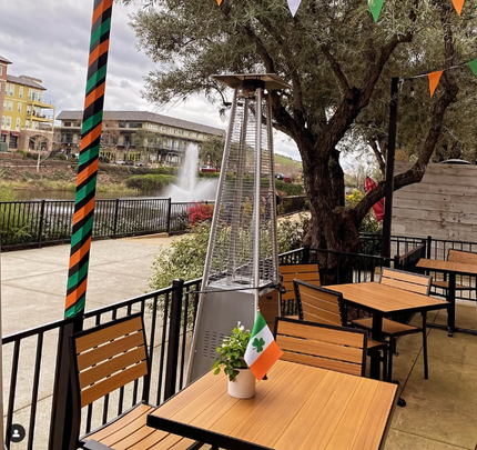 AMKO 543SB Teak Aluminum Commercial Grade Restaurant Chair