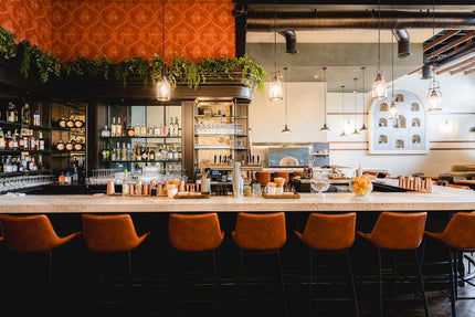 AMKO M5931BS Pumpkin Metal Frame Full Upholstered Seat Restaurant Barstool