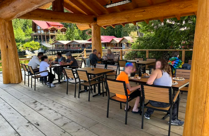 AMKO 543AB Teak Aluminum Commercial Grade Restaurant Chair