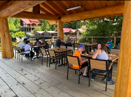 AMKO 543AB Teak Aluminum Commercial Grade Restaurant Chair