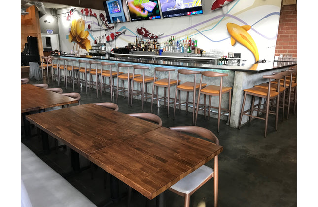 AMKO M5680BS Walnut Commercial Grade Restaurant Barstool