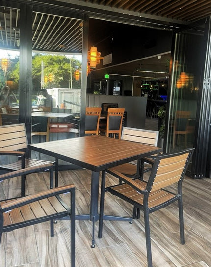 AMKO 543AB Pecan Aluminum Commercial Grade Restaurant Chair