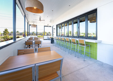 AMKO 543SG Teak Aluminum Commercial Grade Restaurant Chair