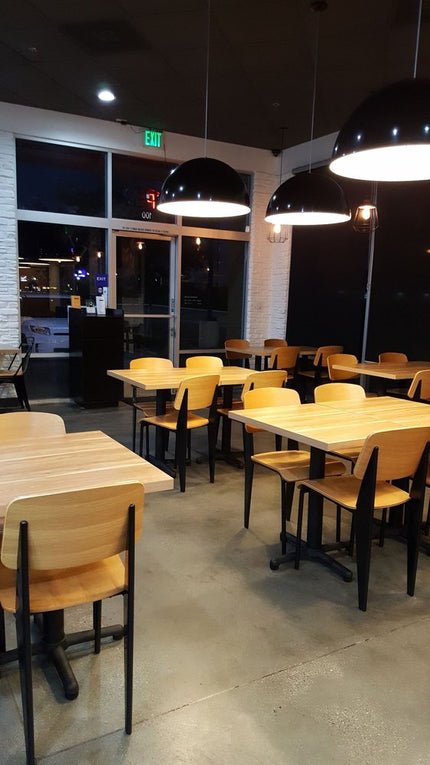 AMKO M7770 HPL Oak Metal Commercial Grade Restaurant Chair