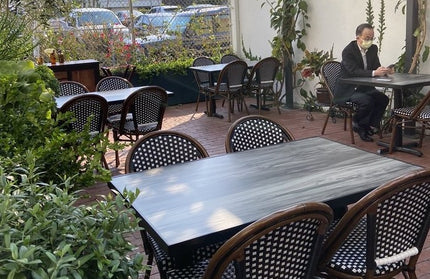 AMKO 608SB Black and White Aluminum Commercial Grade Restaurant Chair