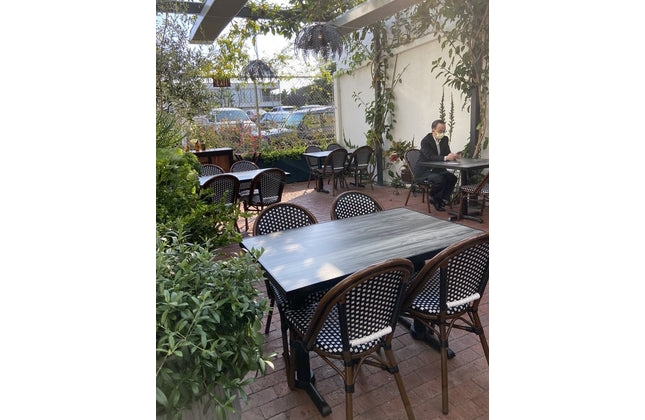 AMKO 608SB Black and White Aluminum Commercial Grade Restaurant Chair