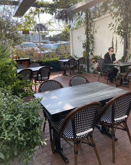 AMKO 608SB Black and White Aluminum Commercial Grade Restaurant Chair