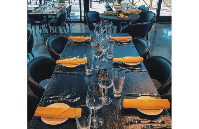 AMKO T64 Ashwood Carbonized Dark Butcher Block Restaurant Table Top