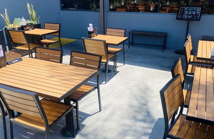 AMKO 529SB Teak Aluminum Commercial Grade Restaurant Chair