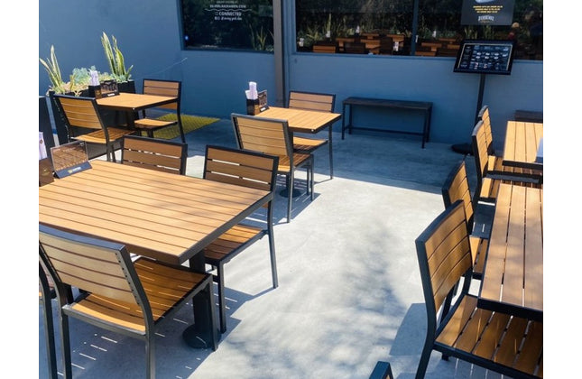 AMKO 529SB Teak Aluminum Commercial Grade Restaurant Chair