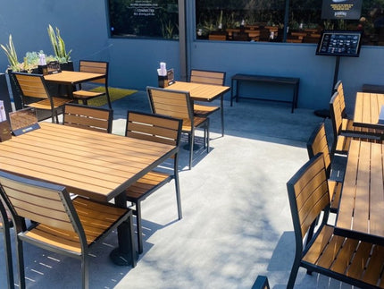 AMKO 529SB Teak Aluminum Commercial Grade Restaurant Chair