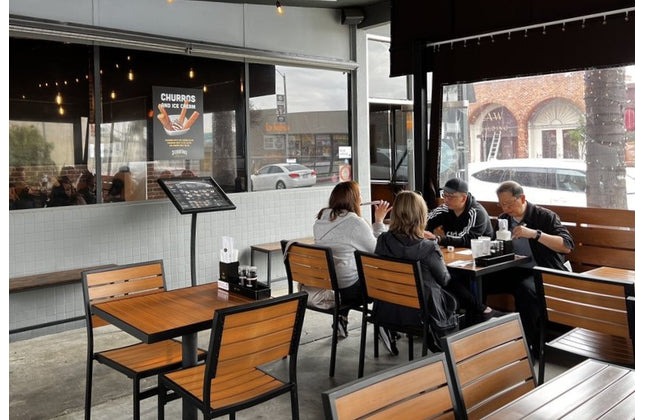 AMKO 529SB Teak Aluminum Commercial Grade Restaurant Chair