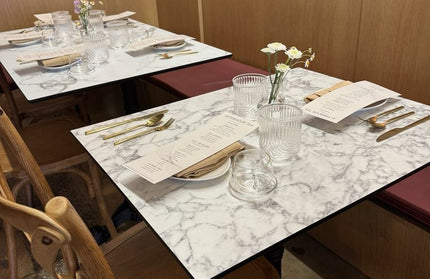 AMKO T76 White Marble HPL Restaurant Patio Table