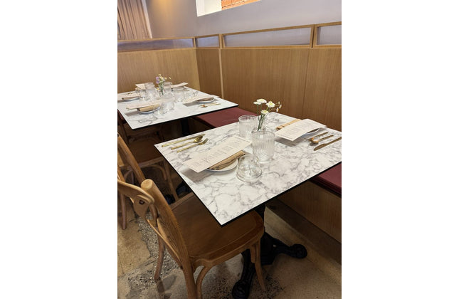 AMKO T76 White Marble HPL Restaurant Patio Table