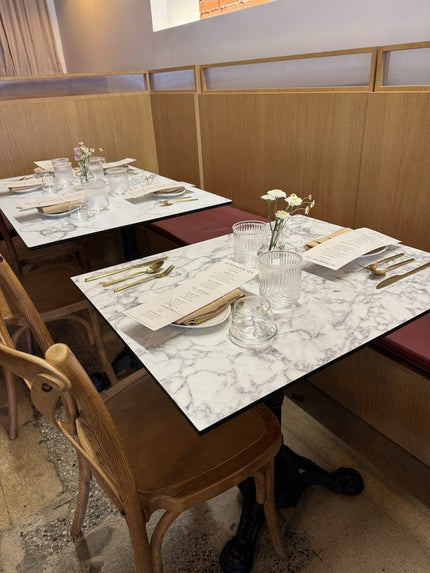 AMKO T76 White Marble HPL Restaurant Patio Table