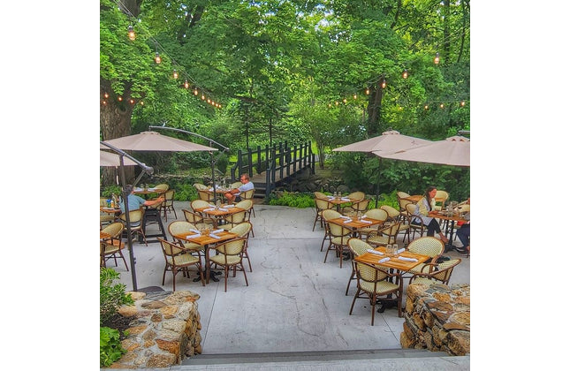 AMKO 606AW Beige and Black Aluminum Commercial Grade Restaurant Chair