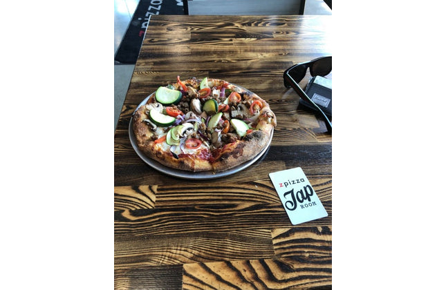 AMKO T64 Ashwood Carbonized Medium Dark Butcher Block Restaurant Table Top